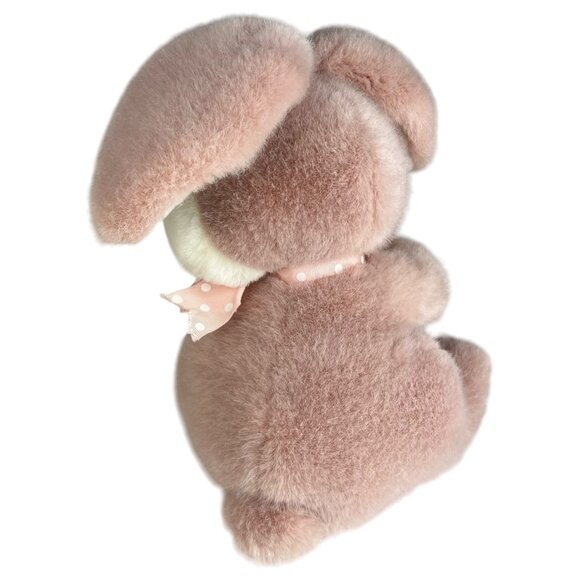 1985 Connie Cottontail Plush Bunny Rabbit 12” Pink Stuffed Animal Polka Dot Bow - Picture 7 of 10